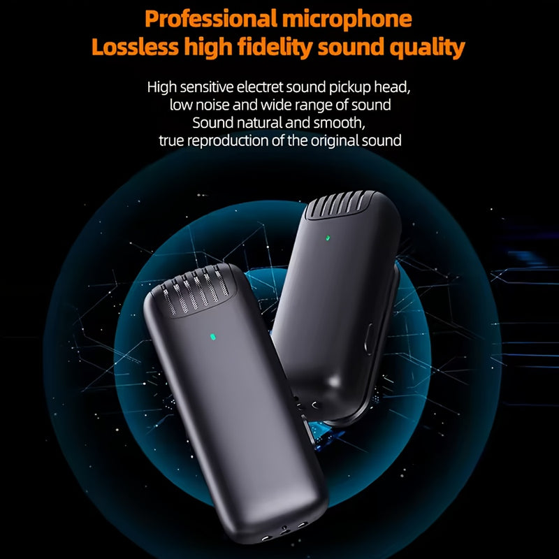 Microfono sin varillas recargable, 2 en 1 profesional con tecnología 2.4G, estuche de carga incluido, para laptop, entrevistas y recepciones, reducción inteligente de ruido