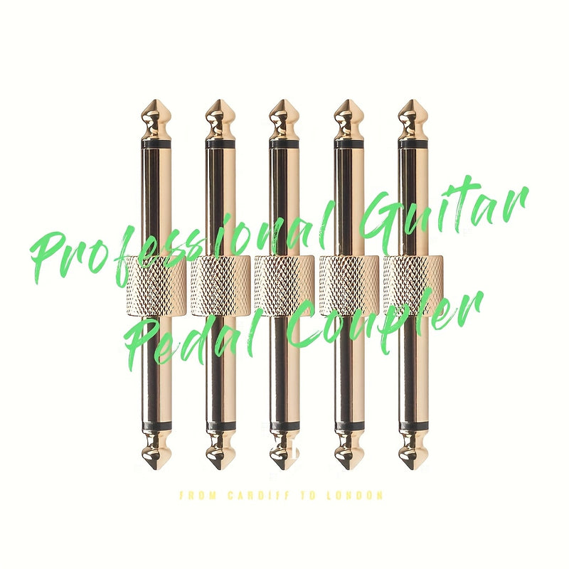 Acoplador para pedales de guitarra profesional, conector TS recto de 1/4 de pulgada para unir pedales de efectos, acabado dorado