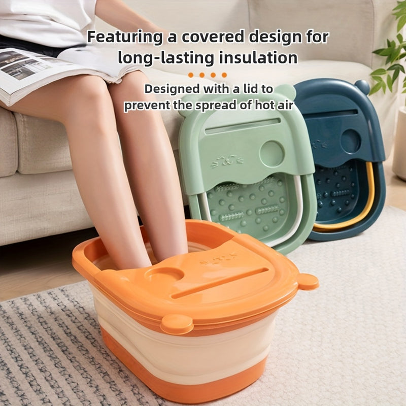 1 Bañera Plegable para Pies con Múltiples Opciones de Color, Lavabo Portátil de Plástico para Viajes en Otoño e Invierno, Accesorio para Masaje de Pies