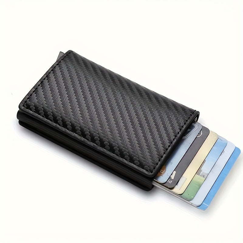 Billetera delgada para hombres con bloqueo RFID - Portatarjetas de aluminio negro, ligero y seguro para viajes, camping y uso diario