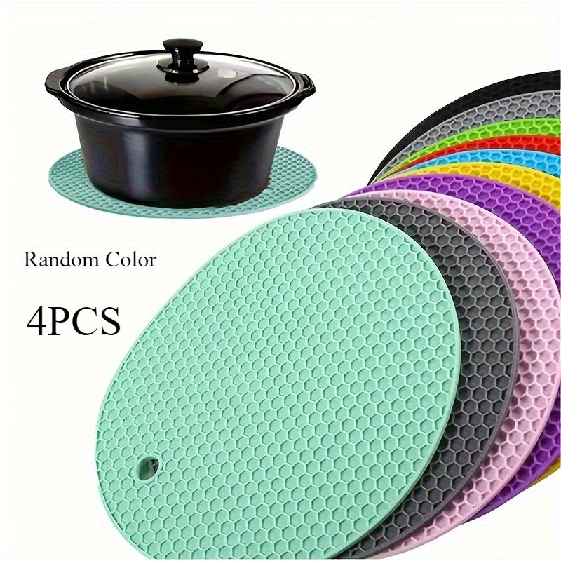 4 piezas de alfombrillas redondas de silicona resistentes al calor, antideslizantes, para tazas, ollas, manteles individuales y accesorios de restaurante, ideal para picnic