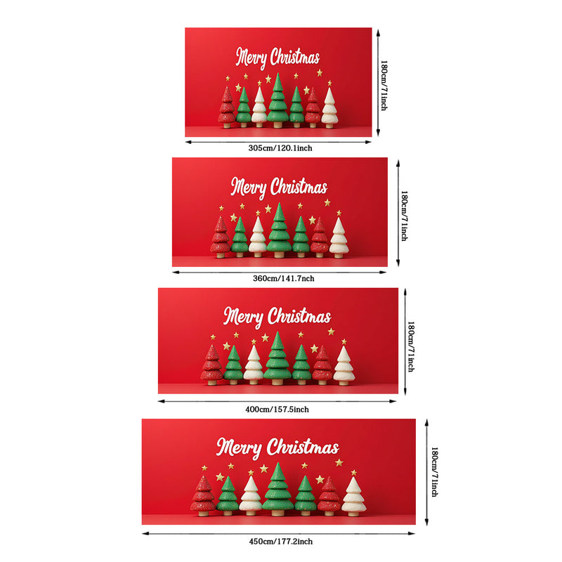 2D Banner de Puerta, 1 pieza, Banner de Puerta de Navidad con texto "Feliz Navidad", Árboles de Navidad Rojos y Blancos, Estrellas y Copos de Nieve - Poliéster, Ideal para Decoraciones Navideñas, Jardín al Aire Libre y Celebraciones de Regreso a la Escue