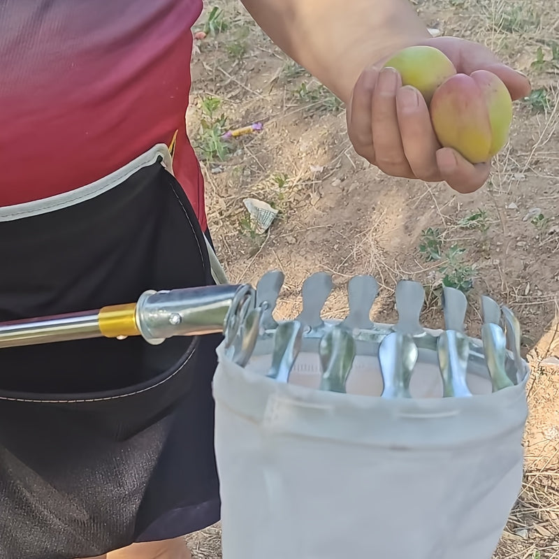Recogedor de Frutas 2 en 1 con Varilla Telescópica y Bolsa de Malla - Ideal para Caqui, Manzanas, Mangos, Duraznos, Aguacates Naranjas, Sierra de Palo de 230'', Poste Ajustable de 6 Metros, Recolección de Frutas