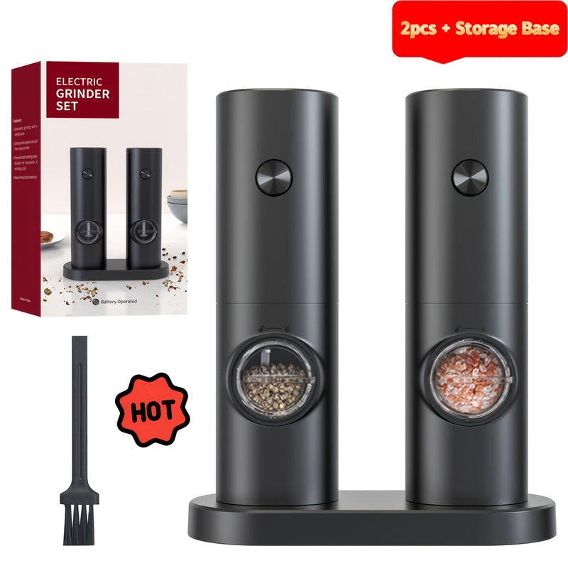 Opción de 1pc/2pcs, Juego de Molinillos Eléctricos para Sal y Pimienta con Luz LED, Grano Ajustable, Gran Capacidad, Ideal para Cocina en Casa o BBQ, Regalo de Boda