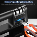 1pc Afilador Multifuncional Diamante 4-en-1 Versátil - Afilado Manual Rápido y Fácil para Cuchillos de Cocina, Tijeras y Hojas, Diseño Negro Elegante con Piedra Integrada, Material ABS, No Necesita Batería - Ideal para Uso Doméstico y en Restaurantes, Af