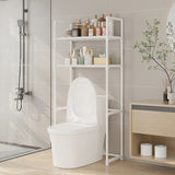 Estantería de Baño de Plástico Blanco, 2/3 Niveles, Fácil de Montar, Instalación en el Suelo, Adecuada para Varios Tipos de Habitaciones, Soporte de Tubo Metálico Duradero, Diámetro de 12-16mm