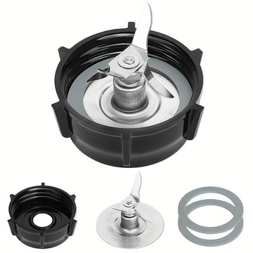 Kit de Repuesto para Licuadora Oster: Cuchilla Trituradora de Hielo de Acero Inoxidable, Tapa de Base del Frasco & 2 Anillos de Goma - Compatible con Modelos Osterizer