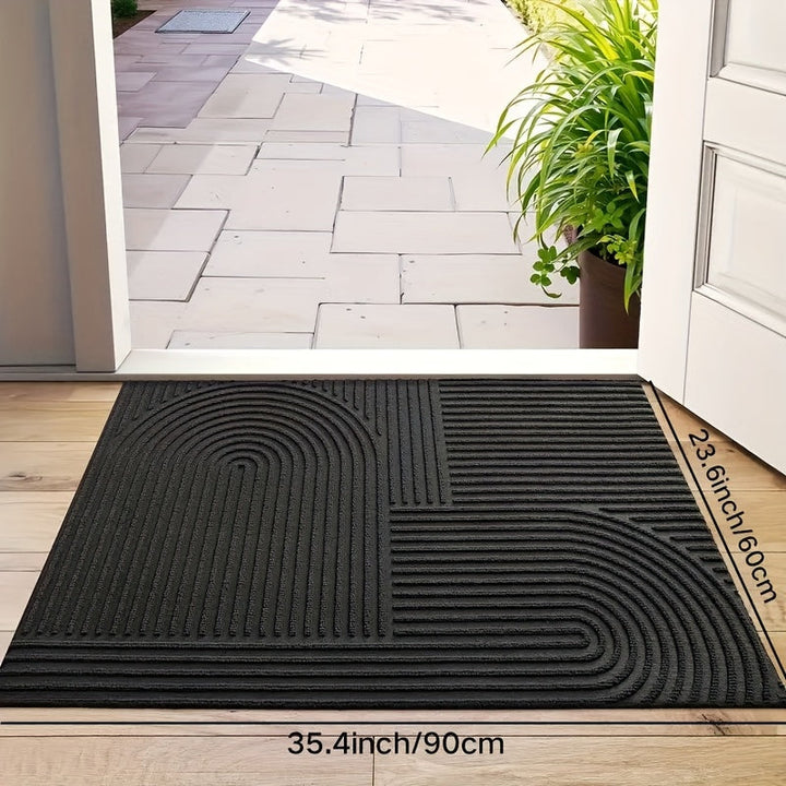 1 alfombra moderna geométrica para entrada - Rayada, antideslizante, liviana, lavable en lavadora, fibra de poliéster, ideal para decoración del hogar, patio y regalos navideños, alfombra para exterior, diseño moderno