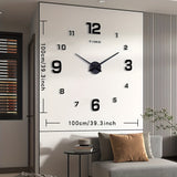 1 Reloj De Pared 3D Sin Marco, Kit De Reloj De Pared Grande, Pegatinas Con Números De Espejo 3D, Reloj Silencioso, Diseño Moderno Para Decoración Del Hogar, Sala De Estar, Dormitorio, Oficina