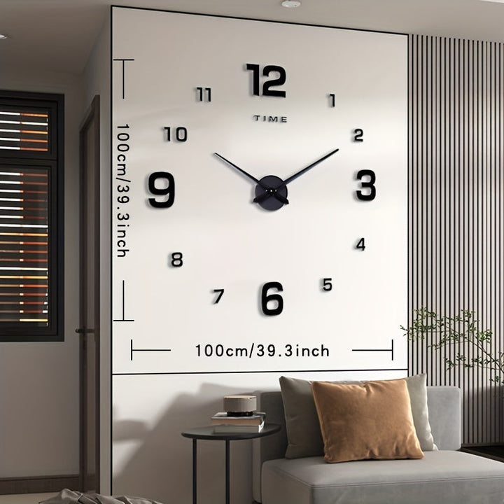 1 Reloj De Pared 3D Sin Marco, Kit De Reloj De Pared Grande, Pegatinas Con Números De Espejo 3D, Reloj Silencioso, Diseño Moderno Para Decoración Del Hogar, Sala De Estar, Dormitorio, Oficina