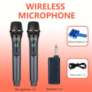 Microfono sin varillas, 2 micrófonos manuales inalámbricos, micrófono dinámico para karaoke, sonido claro con altavoz recargable de hasta 6 horas de uso, ideal para cantar, fiestas y discursos