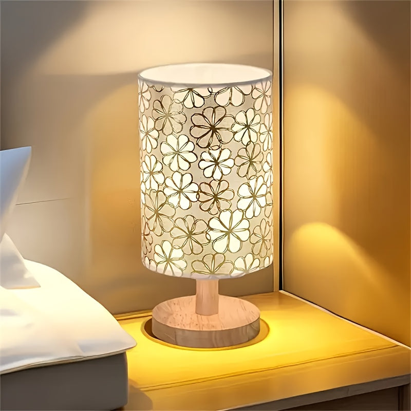 Linterna de Sueños con Luz Cálida - Lámpara USB para Dormitorio, Sala u Oficina, Base de Madera y Acabado Metálico Satinado, Decoración Ambiental para Mesa o Mesita de Noche, Artesanía en Madera