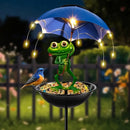 1pc estatua de rana paisajística con lámpara solar para calle, comedero para pájaros al aire libre, decoración de jardín con cadena LED, bebedero para colibríes, adecuado para caminos de patio y céspedes (comida no incluida)