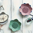 Plato para Jabón de Silicona con Diseño de Loto - Sin Taladro, Soporte para Jabón de Baño con Drenaje, Portátil e Inodoro