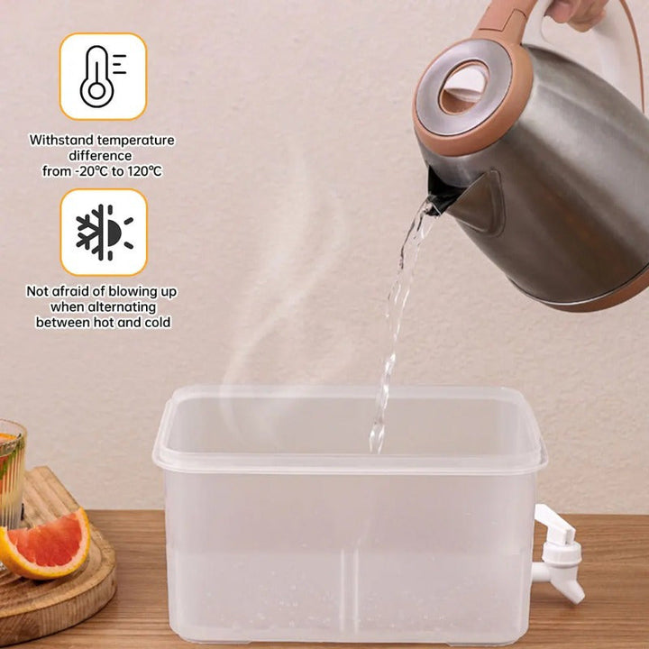 Cubo de agua fría de 5 litros para refrigerador, tanque de almacenamiento de agua, dispensador de agua, tetera para bebidas, jugo de verano, recipiente de té perfumado con grifo.
