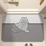 Alfombra de baño con silueta de gato naranja - Diatomea suave, antideslizante, absorbente y lavable para inodoro, lavabo y ducha - Alfombra decorativa para entrada, baño o como alfombra de gato absorbente
