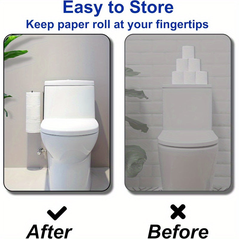 Soporte para Papel Higiénico de Hierro Negro sin Taladro - Autoadhesivo, Montado en la Pared, Versátil para Baño y Cocina, Diseño Minimalista Elegante, Almacenamiento para Baño