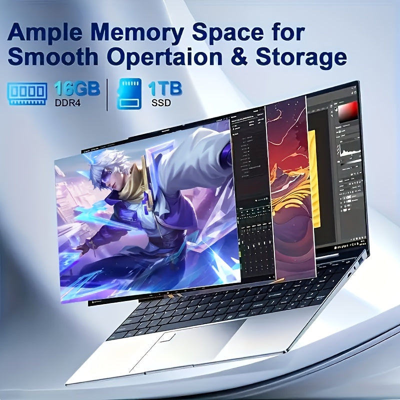 Portátil 2025 Intel Core, 2.9GHZ, 16+1TB SSD, Pantalla IPS 16'' 1920x1080, Ideal para la Oficina Diaria y Estudiantes, Imprescindible en la Vida Universitaria