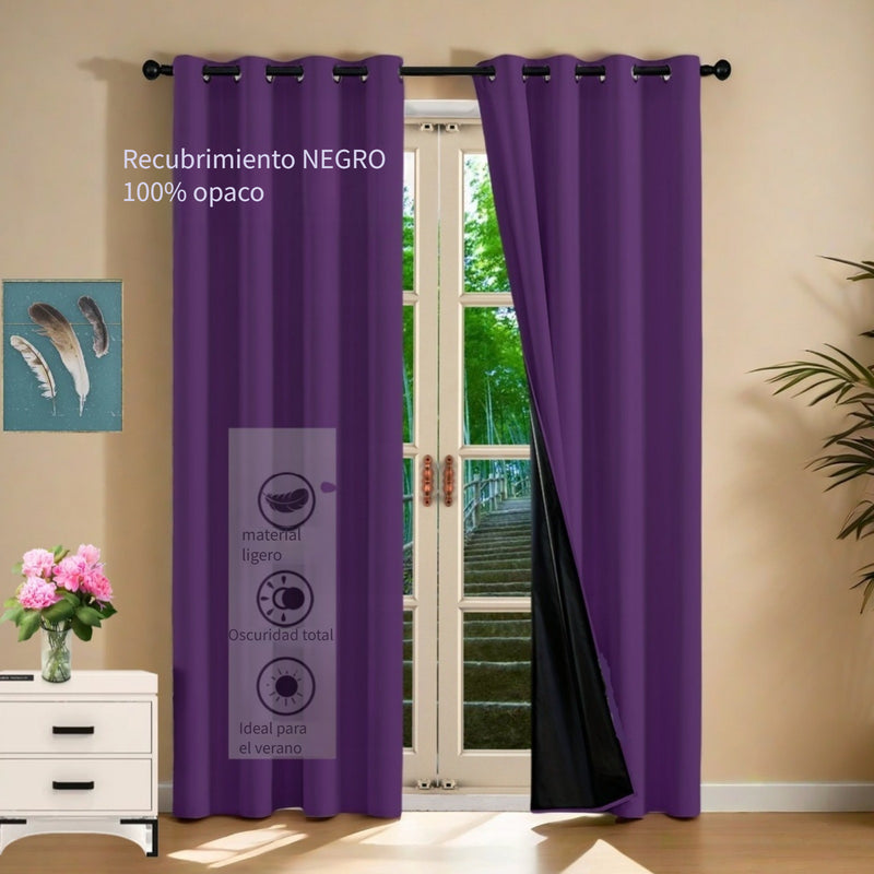 1pc Cortina Opaca de Lujo para Puerta - Color Sólido Intenso con Ojales en la Parte Superior, Diseño de Privacidad Completa para Dormitorio, Sala de Estar, Decoración de Oficina