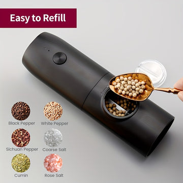 1pc/2pcs opción, molinillo eléctrico de sal y pimienta recargable con luz LED, ajuste de molienda, gran capacidad, ideal para cocina hogareña, barbacoas, restaurantes o regalo de boda