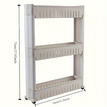Organizador de 3 Niveles para el Borde del Refrigerador Ultra Estrecho - Carrito Independiente para Almacenamiento en Baño y Sala de Estar - Adecuado para Escenarios de Hotel, Hogar, Cocina y Salón