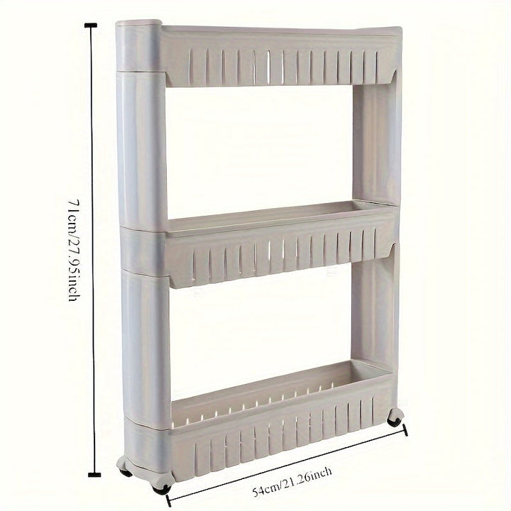 Organizador de 3 Niveles para el Borde del Refrigerador Ultra Estrecho - Carrito Independiente para Almacenamiento en Baño y Sala de Estar - Adecuado para Escenarios de Hotel, Hogar, Cocina y Salón