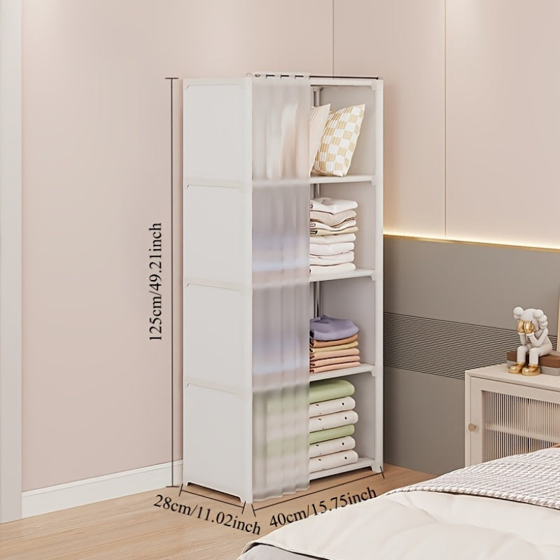 Gabinete de almacenamiento de ropa multifuncional de cuatro niveles, fácil de instalar, sin polvo, adecuado para oficina, aula, sala de estar, dormitorio y residencia universitaria.