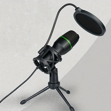 1pc Micrófono de Estudio con Soporte Ajustable, Conector Jack 3.5mm y Alimentación USB, Cancelación de Ruido para Gaming, Transmisiones en Vivo, Grabaciones por Computadora, Canto - , Microphone para PC