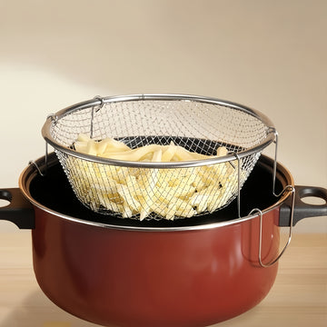 Juego de 4 cestas fritas, cesta de freír/bake plegable con malla de colador, colador de cesta de freír doméstico, herramienta de cocina para papas fritas, filtro de freidor profundo, colador de cesta frita de cocina