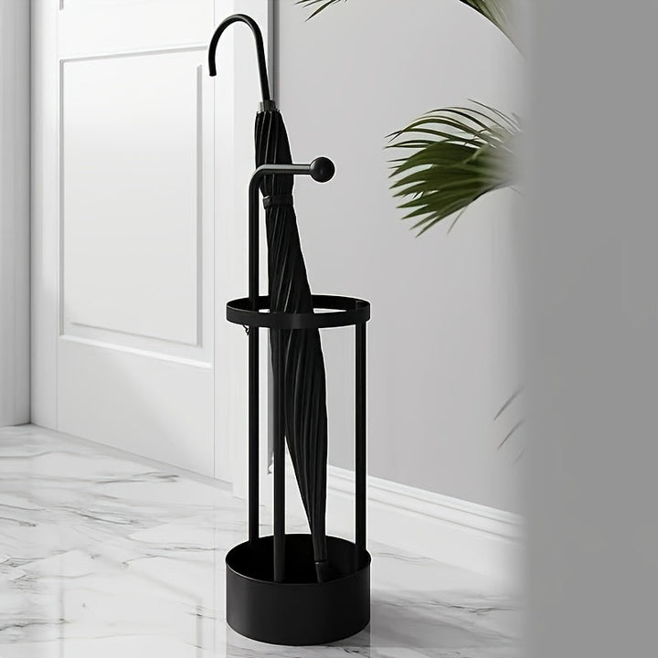 1-Pack Soporte para Paraguas y Bastones de Estilo Nórdico - Organizador Independiente de Hierro con Bandeja Antigoteo, Diseño Contemporáneo para Hogar, Escuela u Oficina, Accesorio Funcional, Decoración Moderna en Acabado Elegante