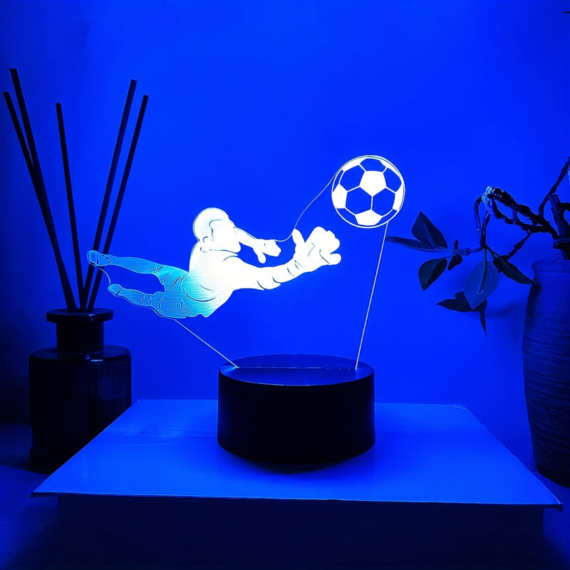 1 lámpara nocturna creativa de portero de fútbol en acción de clavado, con cambio de color al tacto, un regalo único para fanáticos del fútbol