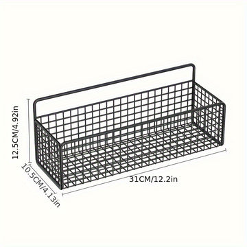 Organizador de pared metálico sin taladro - Estantes rústicos con diseño de rejilla para toallas, artículos de baño y papel higiénico, metal duradero resistente al óxido, fácil instalación, accesorios de baño seguros para la salud