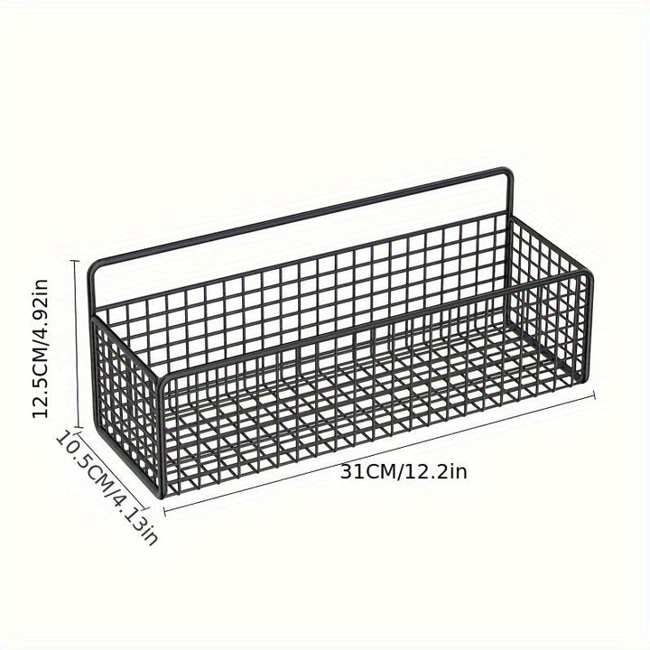 Organizador de pared metálico sin taladro - Estantes rústicos con diseño de rejilla para toallas, artículos de baño y papel higiénico, metal duradero resistente al óxido, fácil instalación, accesorios de baño seguros para la salud