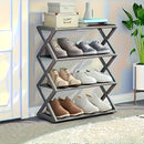 Estante de zapatos de 4 niveles que ahorra espacio - Estante de almacenamiento duradero de metal y plástico, adecuado para zapatos, botas, joyas, relojes - Diseño compacto negro/blanco, ideal para entrada, armario, espacios pequeños, organizador de pies