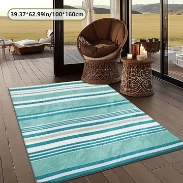 Estampado plano 2D con patrón de rayas exquisito, alfombra decorativa de estilo simple, 1 pieza, picnic, RV, balcón, terraza, cubierta, camping, decoración de vacaciones para interiores y exteriores, disponible en múltiples escenarios, variedad de tamaño