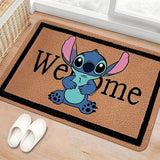 1pc Felpudo de Poliéster Disney Stitch Bienvenido con Grosor de 10mm y 550g/m² Rectangular, Alfombra Antideslizante para Sala de Estar Dormitorio Cocina Pasillo Lavadora Lavable HYDD0205BB