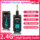 Conjunto de Transmisor y Receptor de Guitarra Recargable Inalámbrico 2.4G para Guitarra Eléctrica, Bajo, Instrumentos de Viento Eléctricos Plug and Play Transmisión en Tiempo Real de 48K/16bit con Conector Rotativo de 282 Grados