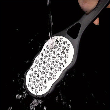 2 Piezas de Exfoliador Manual de Acero Inoxidable para Pies y Manos - Herramienta Ergonómica con Superficie de Doble Textura, Mangos Blancos y Negros, Sin Batería Necesaria para Eliminación de Piel Muerta, Diseño Elegante, Exfoliador de Alta Calidad, Exf