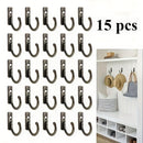 Ganchos de Pared Retro en Bronce - Ganchos Metálicos Modernos para Almacenamiento, Fácil Instalación, Ideales para Abrigos, Sombreros, Toallas, Llaves y Ropa, Baño o Garaje, 15 Piezas