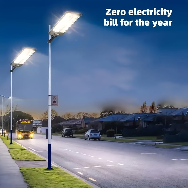 Juego de 1 lámpara solar con 504 LED súper brillantes, luz exterior con modo diurno y sensor de movimiento, ideal para patios, jardines, patios, aceras, campus y diversas iluminaciones exteriores