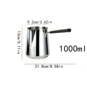 1pc Servidor de Acero Inoxidable para Café con Mango Largo, Capacidad de 350ml/600ml, Calentador de Vertido Versátil para Espresso, Leche, Arte de Latte, Chocolate y Derretimiento de Mantequilla, Ideal para Uso en Casa, Restaurante y Café, Tema de Vacaci