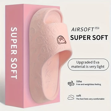 Pantuflas de suela blanda para mujer con diseño de osito, cómodas y de secado rápido para ducharse en casa, colores sólidos.