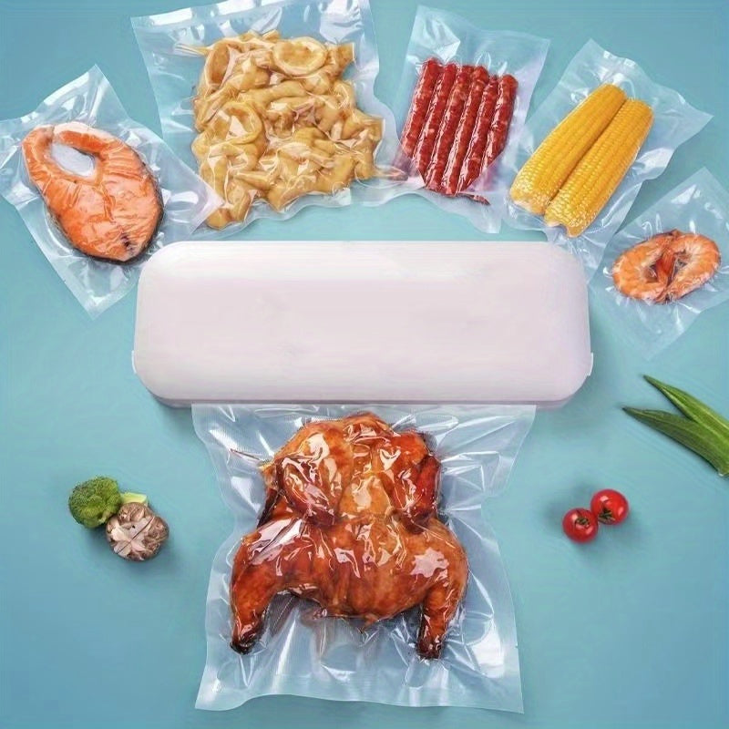 5 rollos de bolsas de sellador de vacío portátil con textura, malla de un solo lado, desechables, para carne, frutas, granos, verduras, organizadores de cocina y almacenamiento, accesorios de cocina.