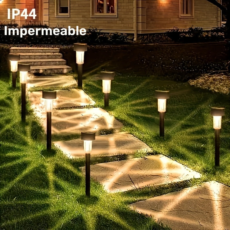 10 unidades Luces de jardín solares para exteriores, luces para exteriores resistentes a salpicaduras IP44, luces de jardín solares, luces de patio solares, adecuadas para caminos, patios, jardines, céspedes, aceras, decks y entradas de vehículos, área d