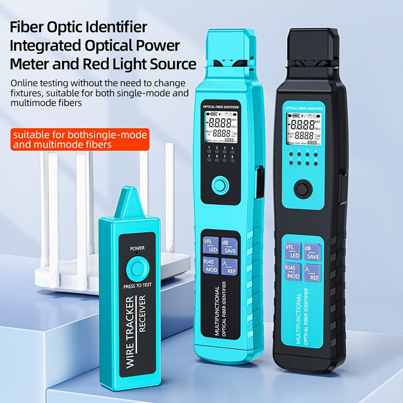 Identificador de fibra óptica A-50+ con medidor de potencia de luz incorporado VFL30mw dispositivo de seguimiento de fibra óptica adecuado para 800-1700nm identificación óptica de fibra viva puerto RJ45