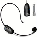 Auriculares con Micrófono Inalámbrico Recargable - Micrófono de Mano 2-en-1 con Receptor UHF para Sistemas de PA, Ideal para Discursos Públicos y Enseñanza, Carga USB Tipo-C
