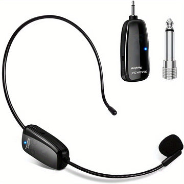 Auriculares con Micrófono Inalámbrico Recargable - Micrófono de Mano 2-en-1 con Receptor UHF para Sistemas de PA, Ideal para Discursos Públicos y Enseñanza, Carga USB Tipo-C