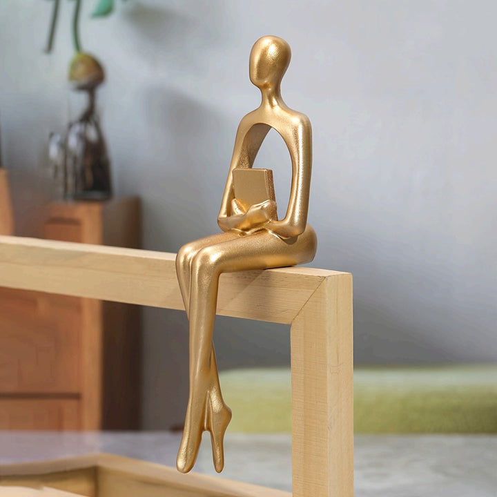 Figura Única de Pensador Abstracto de Inspiración Nórdica - 1pc, Artesanía Exquisita en Resina, Decoración Versátil para Interiores/Exteriores para Estantería, Sala de Estar o Entrada, Añade un Toque de Sofisticación y Inicia Conversaciones