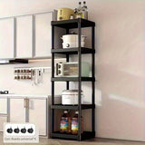 Carrito de almacenamiento de cocina de 4/5 niveles con separadores, diseño plegable para ahorrar espacio para microondas, tostadora y utensilios, organizador de plástico duradero para cocina, baño, garaje - Negro, ancho de 19,29 pulgadas, carrito de alma
