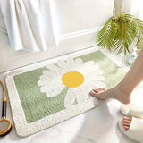 1 alfombra antideslizante para baño con diseño de margaritas en imitación de cachemira, absorbente, súper suave y mullida, ideal para lavandería, entrada o decoración del hogar